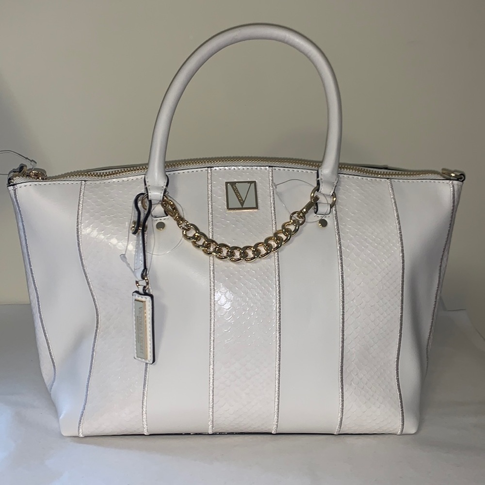 Victoria's Secret slouchy white and gold versatile bag